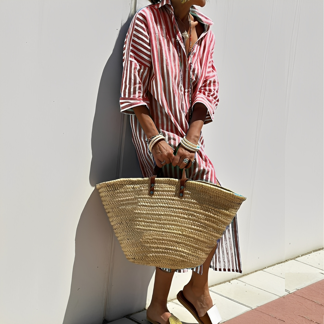 Paulette - Stribet klassisk skjortekjole til kvinder