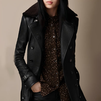 Sylvaine - Elegant læderfrakke til kvinder