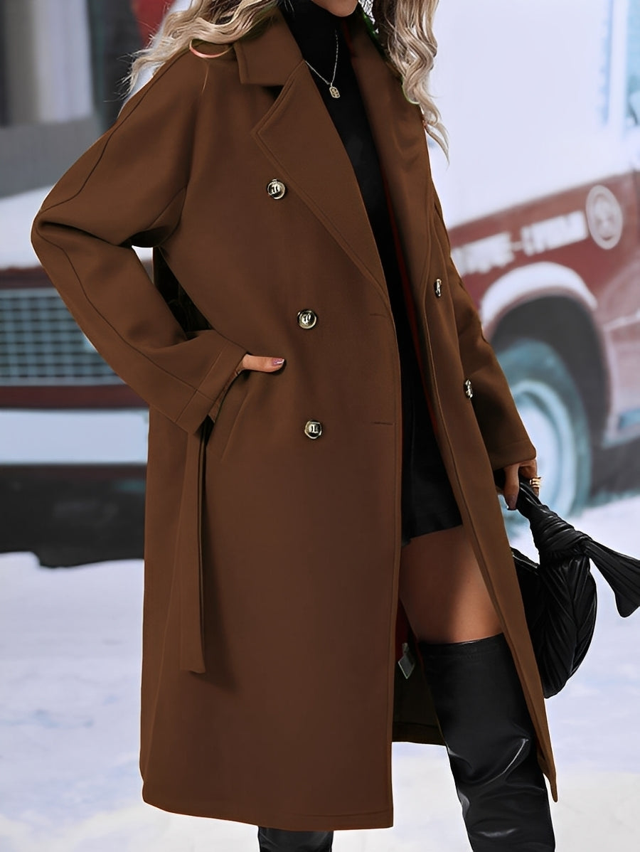 Chloe - Elegant lang dobbeltknappet frakke til damer