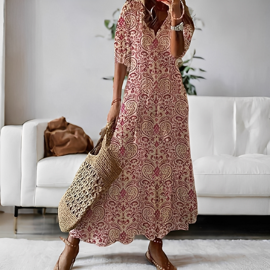 Alica - Afslappet løs kjole med V-hals til kvinder