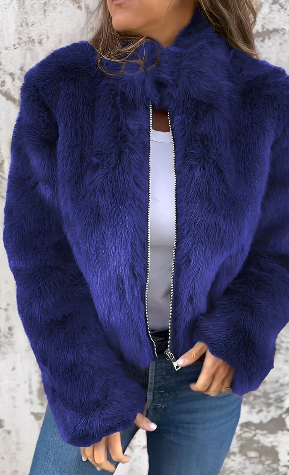 Amanda - Moderne plyssfrakke til damer