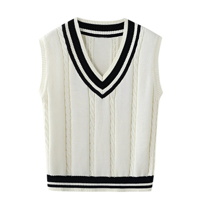 Leona - Klassisk strikvest med V-hals til damer