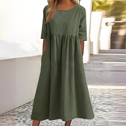 Sylvette - Bomuldskjole til kvinder med rund halsudskæring