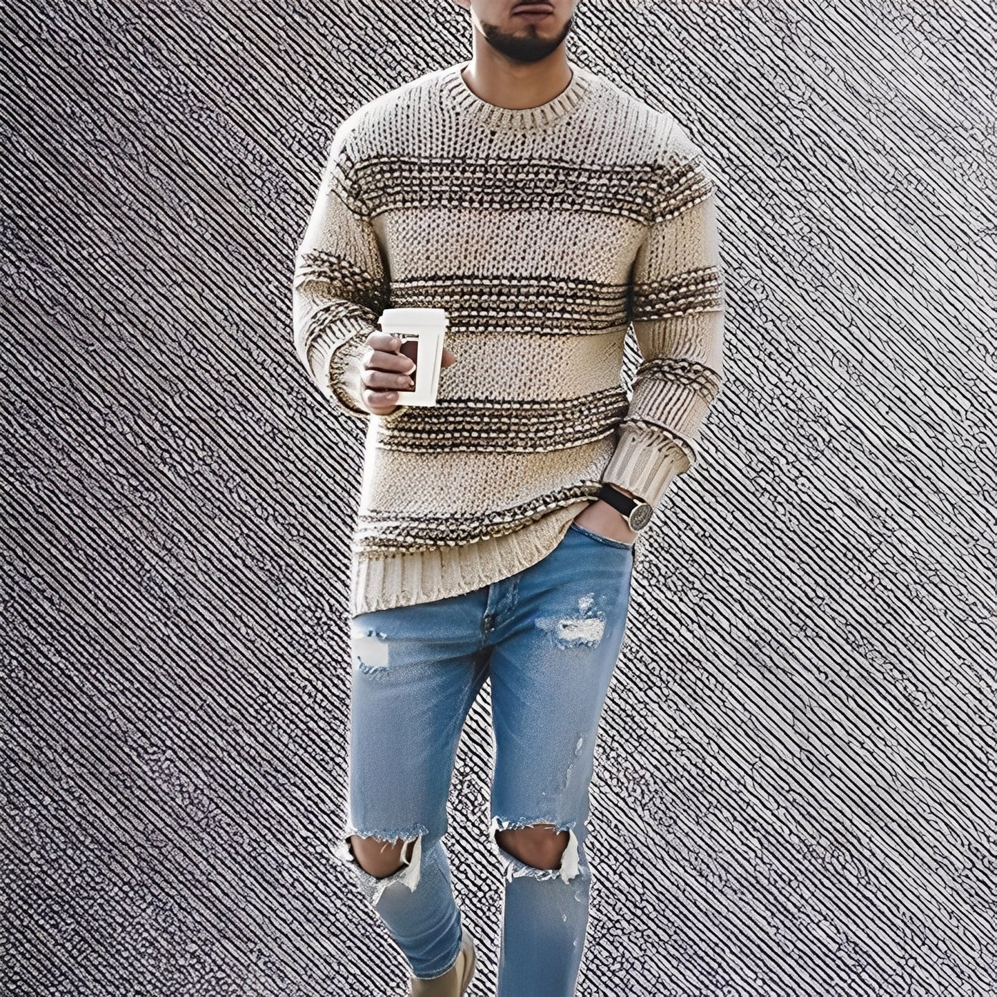 Kenzo - Stribet blød sweater til mænd