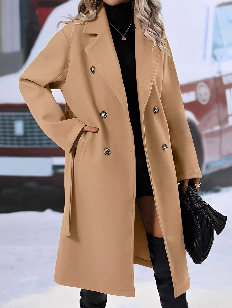 Chloe - Elegant lang dobbeltknappet frakke til damer