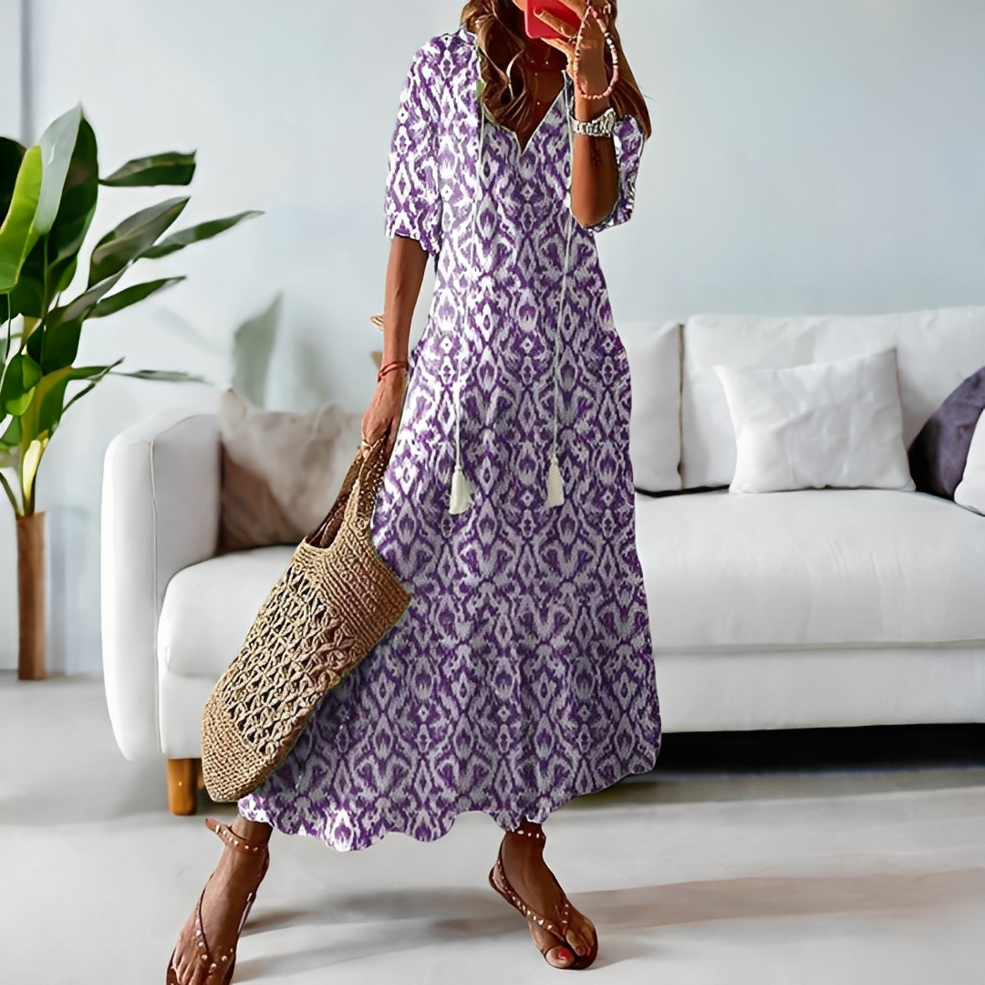 Alica - Afslappet løs kjole med V-hals til kvinder