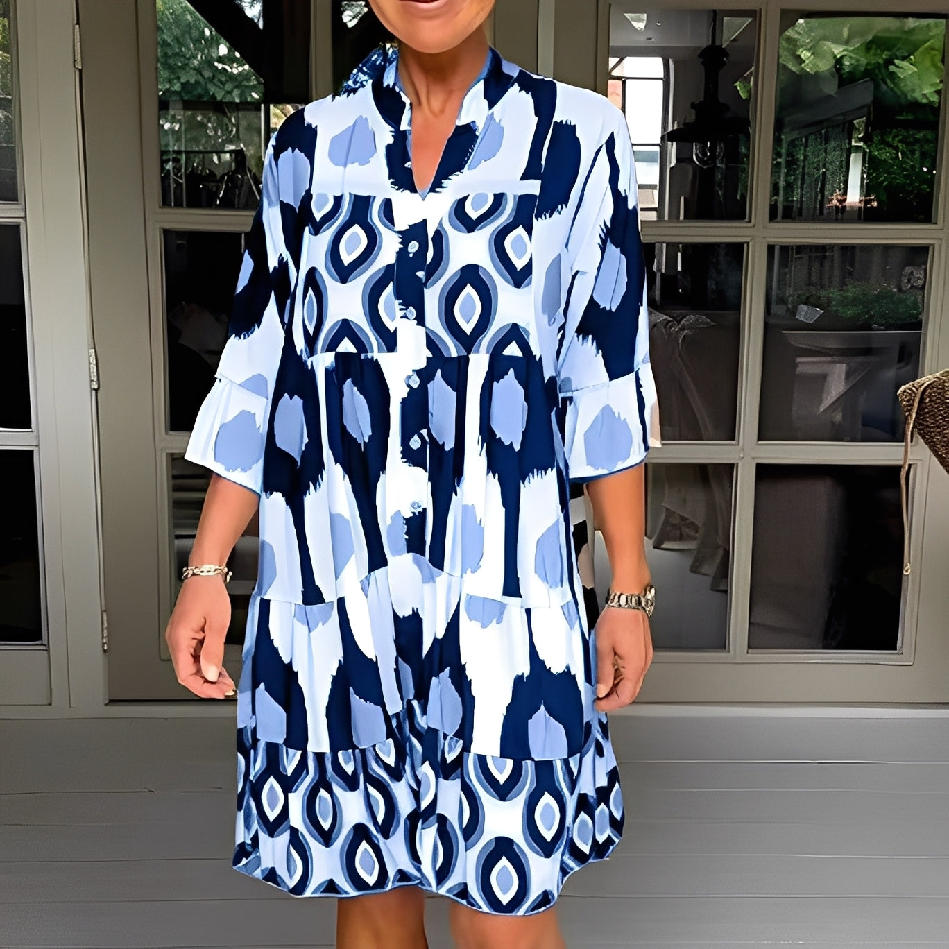 Floriane - Løs påtrykt kjole til kvinder