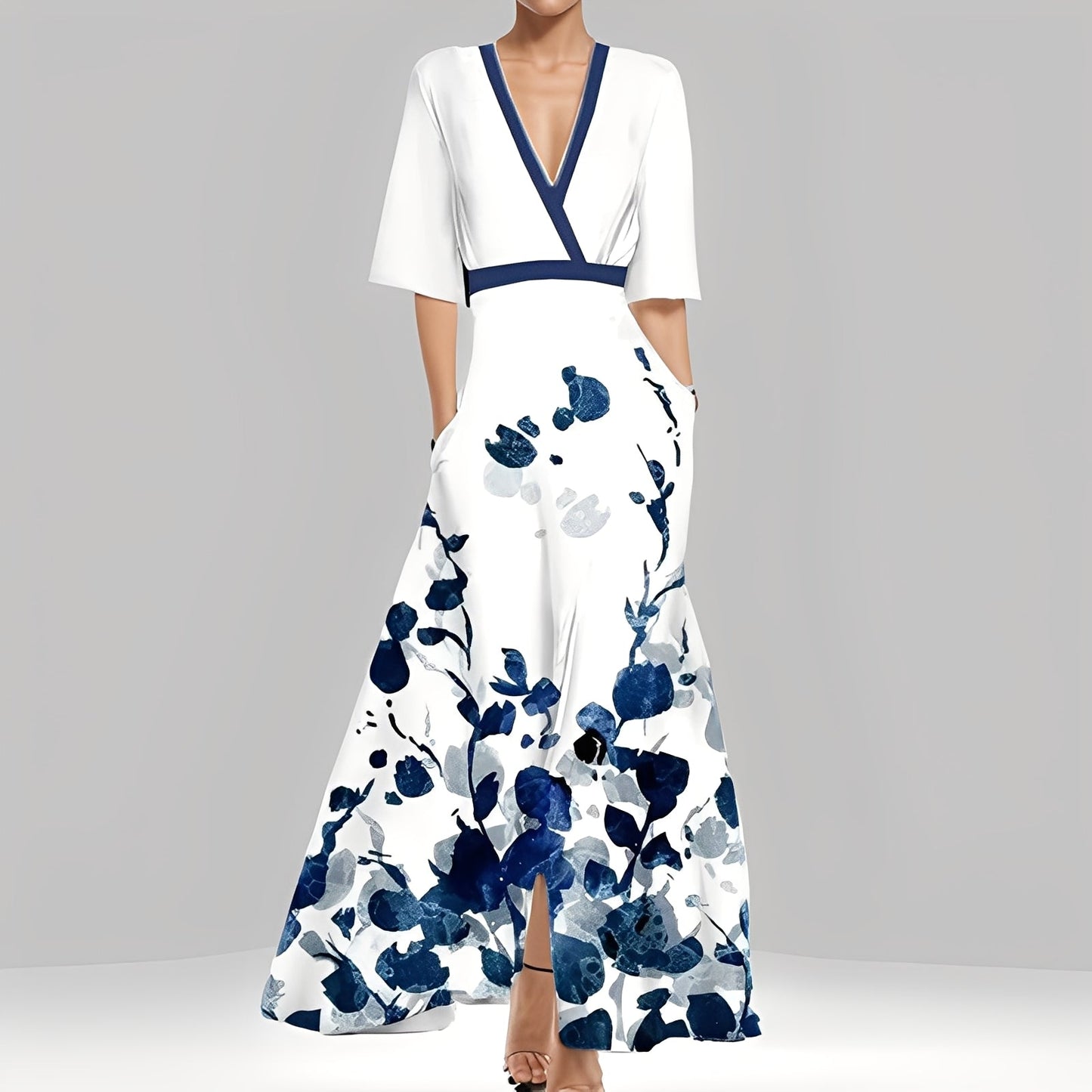 Geneviève - Blomstret elegant kjole til kvinder