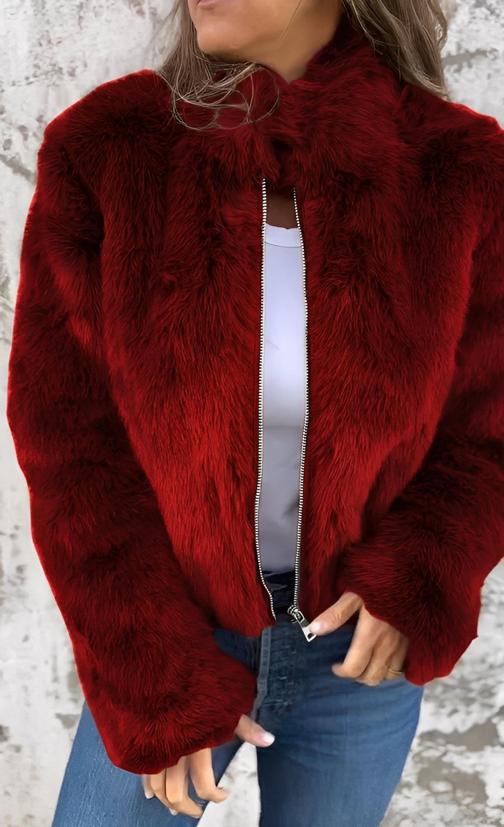 Amanda - Moderne plyssfrakke til damer