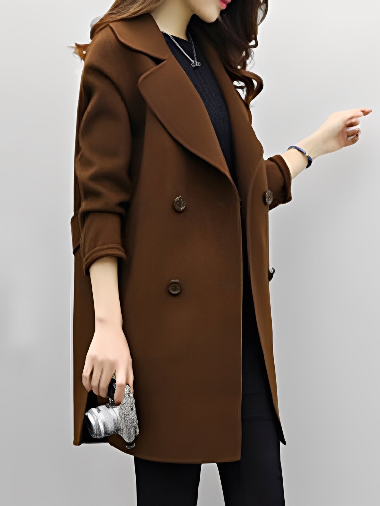 Nichole - Elegant dobbelt-radet trenchcoat til damer