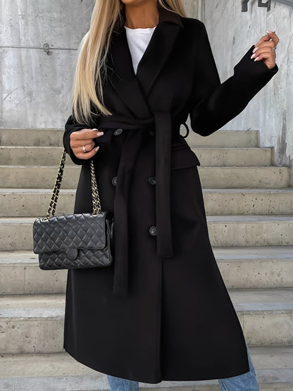 Evelyn - Elegant dobbeltbrystet frakke med lang revers til damer