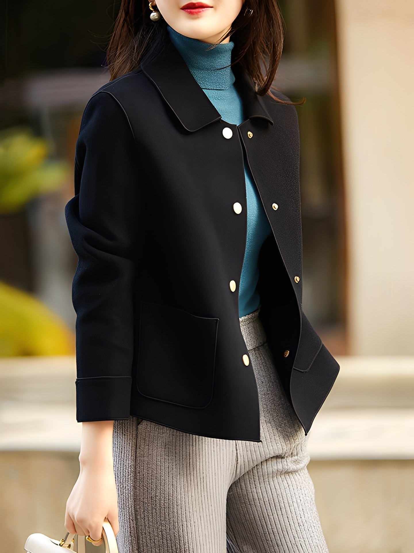 Meade - Elegante, varme Button-Down-jakke til damer