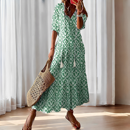 Alica - Afslappet løs kjole med V-hals til kvinder