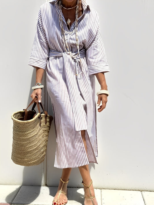 Amélie - Stribet klassisk kjole til kvinder