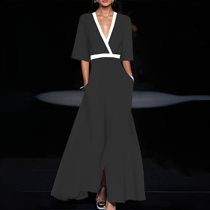 Débora - Lang elegant kjole med blomstermotiv til kvinder