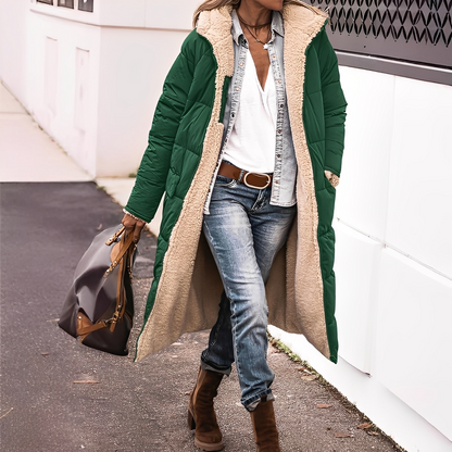 Nadège - Lang vatteret vinterfrakke med hætte til kvinder