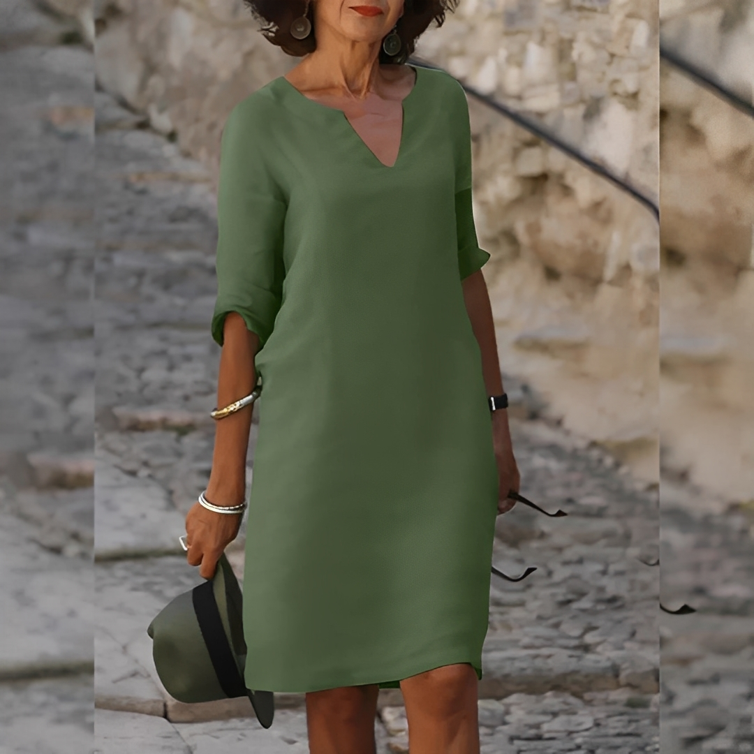 Guilaine - Elegant kjole med V-hals til kvinder