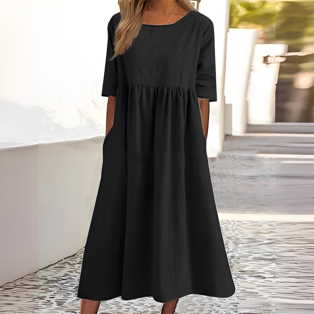 Sylvette - Bomuldskjole til kvinder med rund halsudskæring