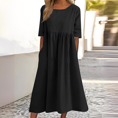 Sylvette - Bomuldskjole til kvinder med rund halsudskæring