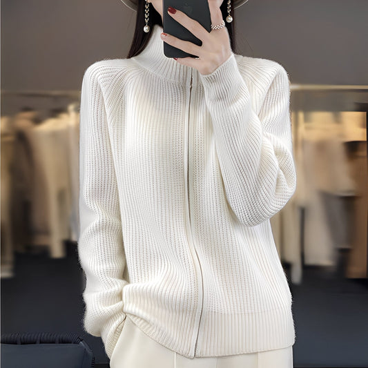 Margaret - Cardigan i uld med lynlås til kvinder