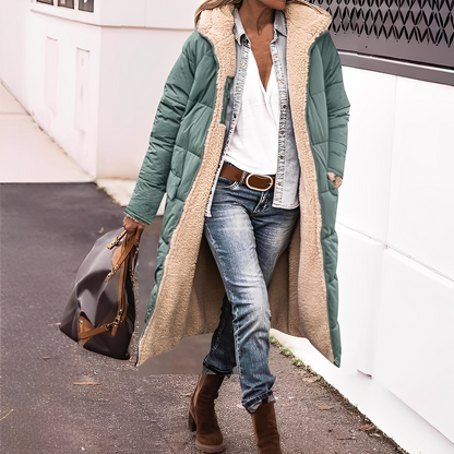 Nadège - Lang vatteret vinterfrakke med hætte til kvinder