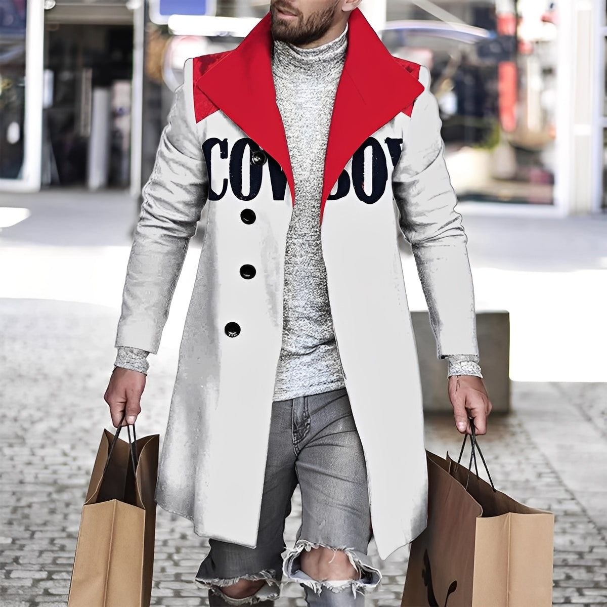 Terry - Stilfuld uldfrakke med ternet mønster til herrer