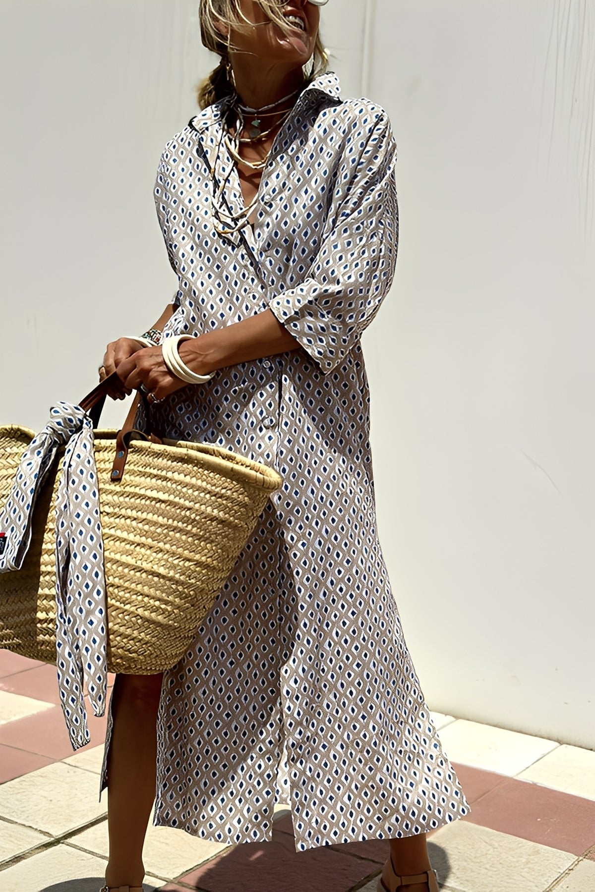 Amélie - Stribet klassisk kjole til kvinder