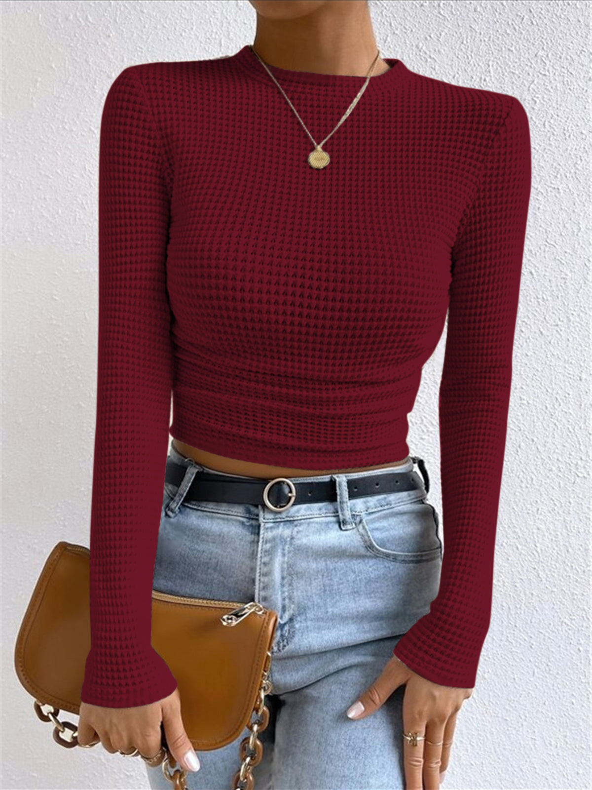 Tessa – Waffelstrik Slim-Pullover