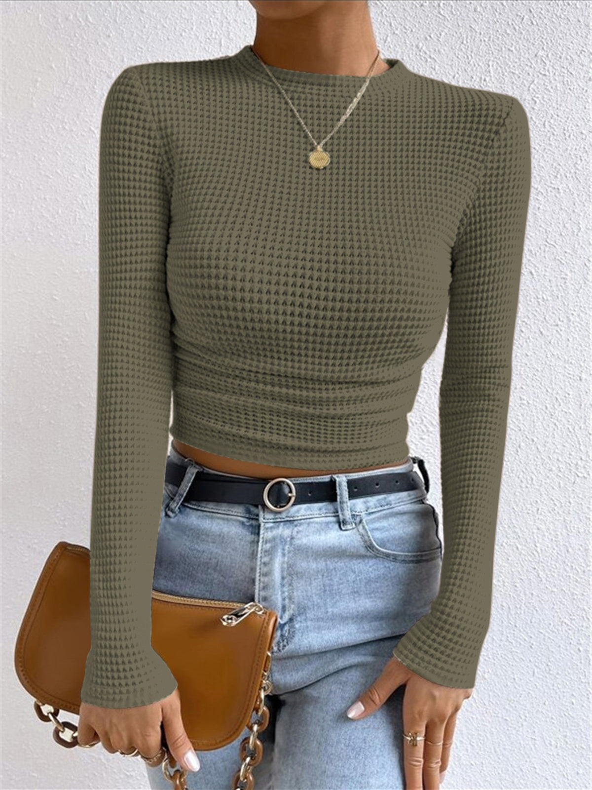 Tessa – Waffelstrik Slim-Pullover