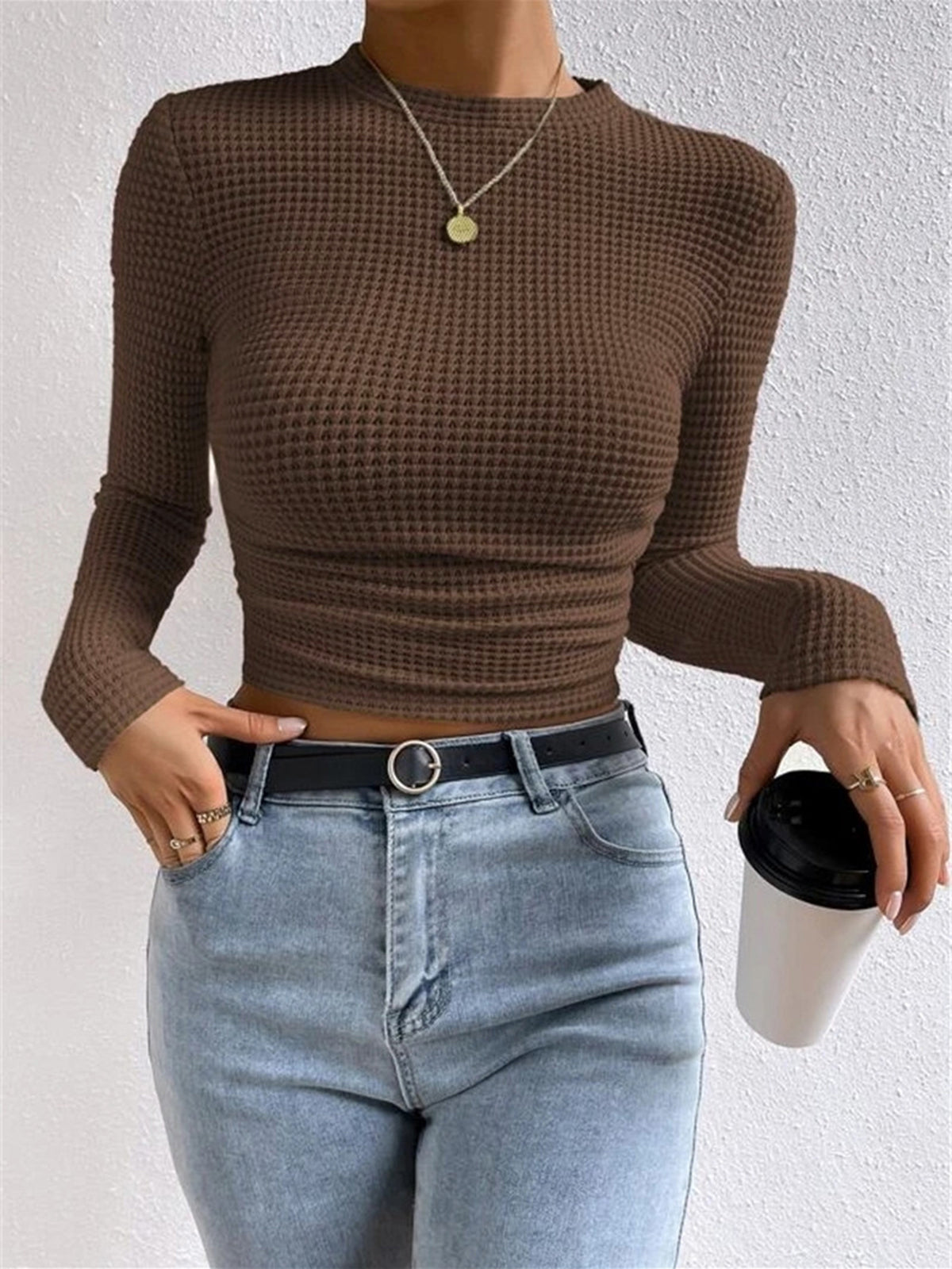 Tessa – Waffelstrik Slim-Pullover