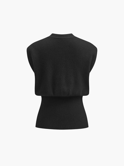 Annalena – V-udskæring Knapdetalje Strikvest