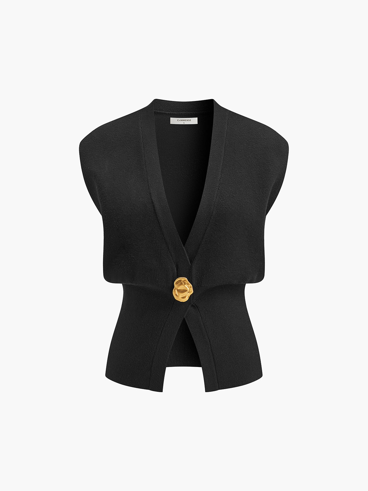 Annalena – V-udskæring Knapdetalje Strikvest