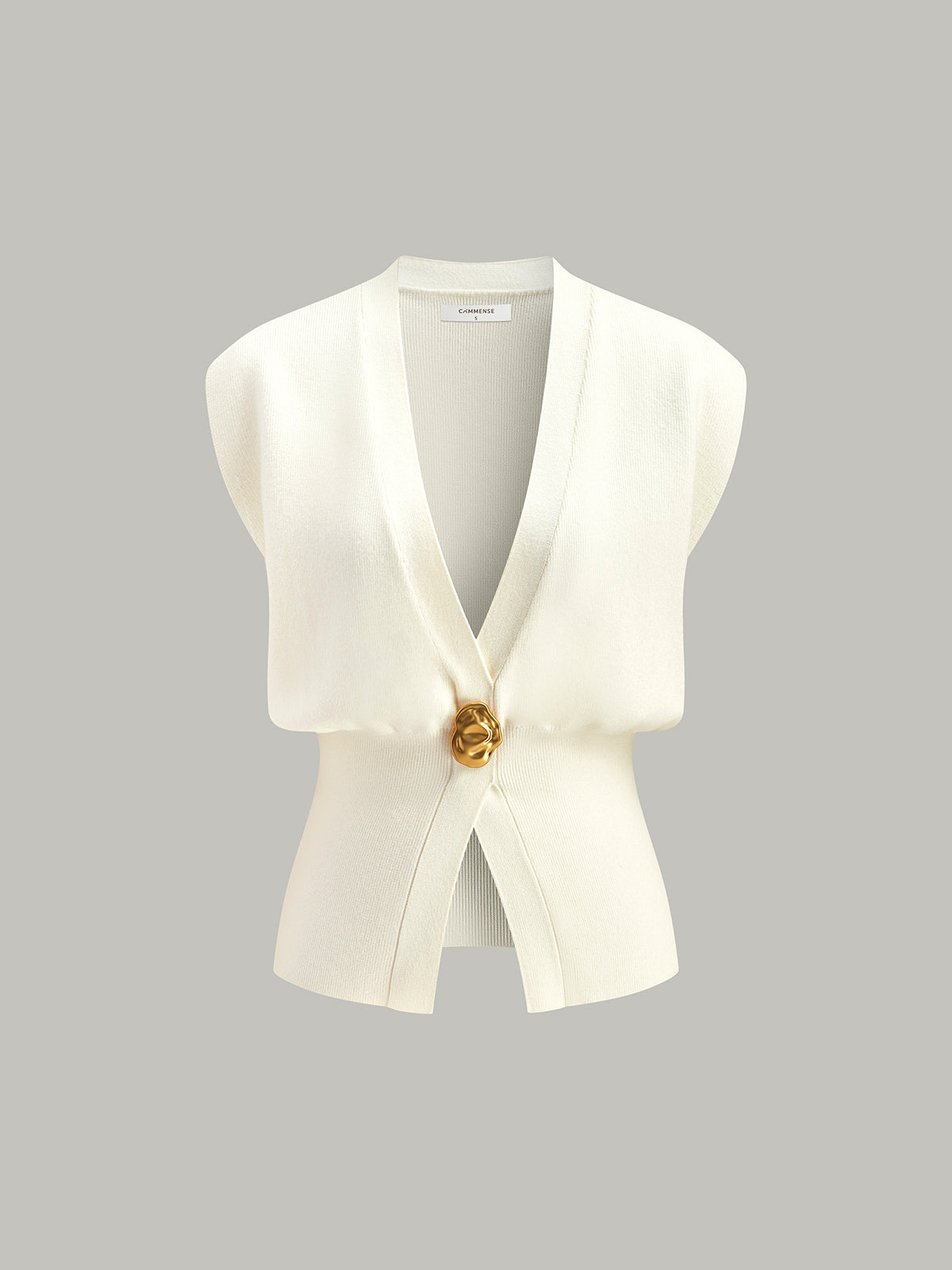 Annalena – V-udskæring Knapdetalje Strikvest