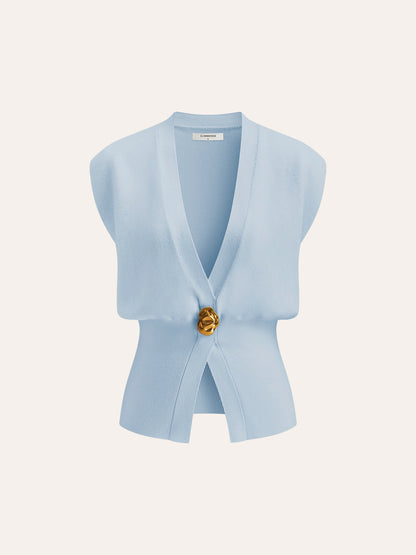 Annalena – V-udskæring Knapdetalje Strikvest