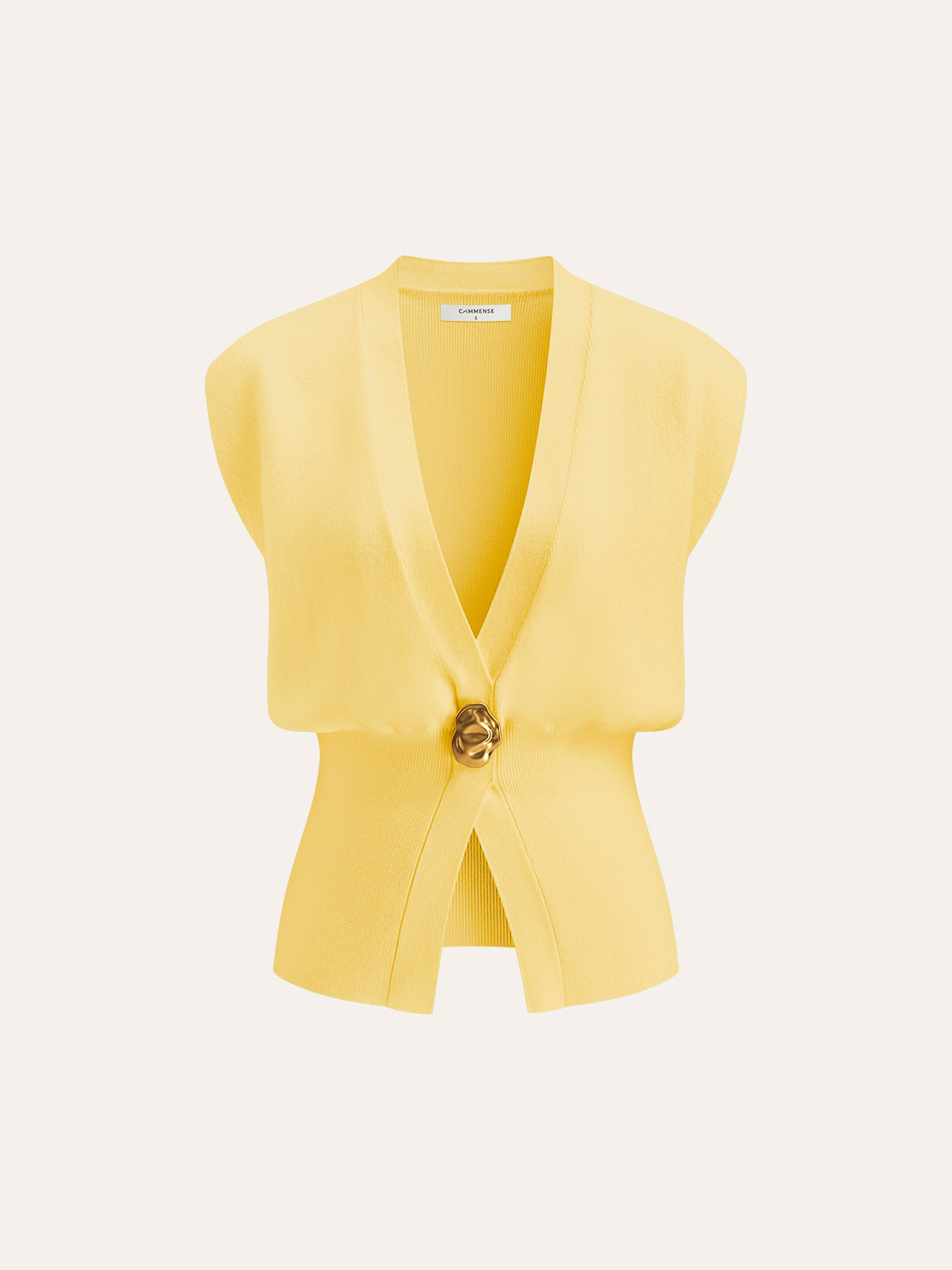 Annalena – V-udskæring Knapdetalje Strikvest