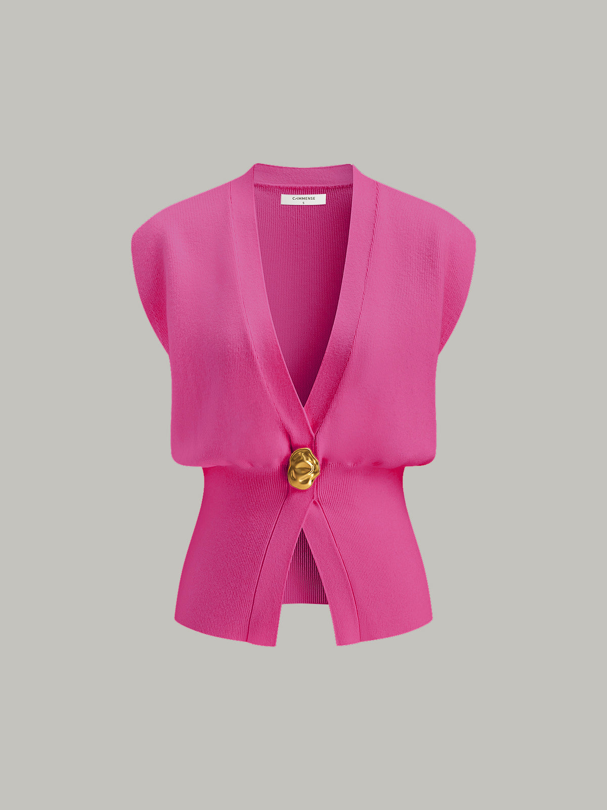 Annalena – V-udskæring Knapdetalje Strikvest