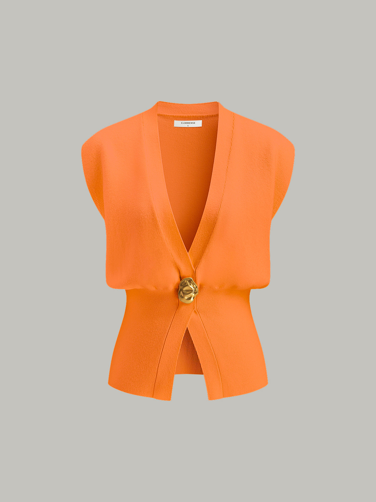 Annalena – V-udskæring Knapdetalje Strikvest