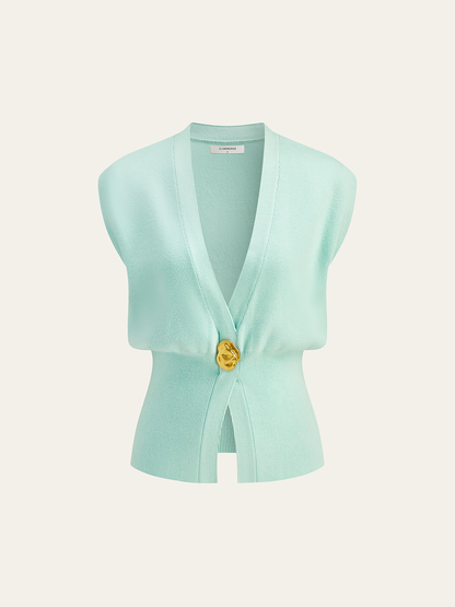 Annalena – V-udskæring Knapdetalje Strikvest