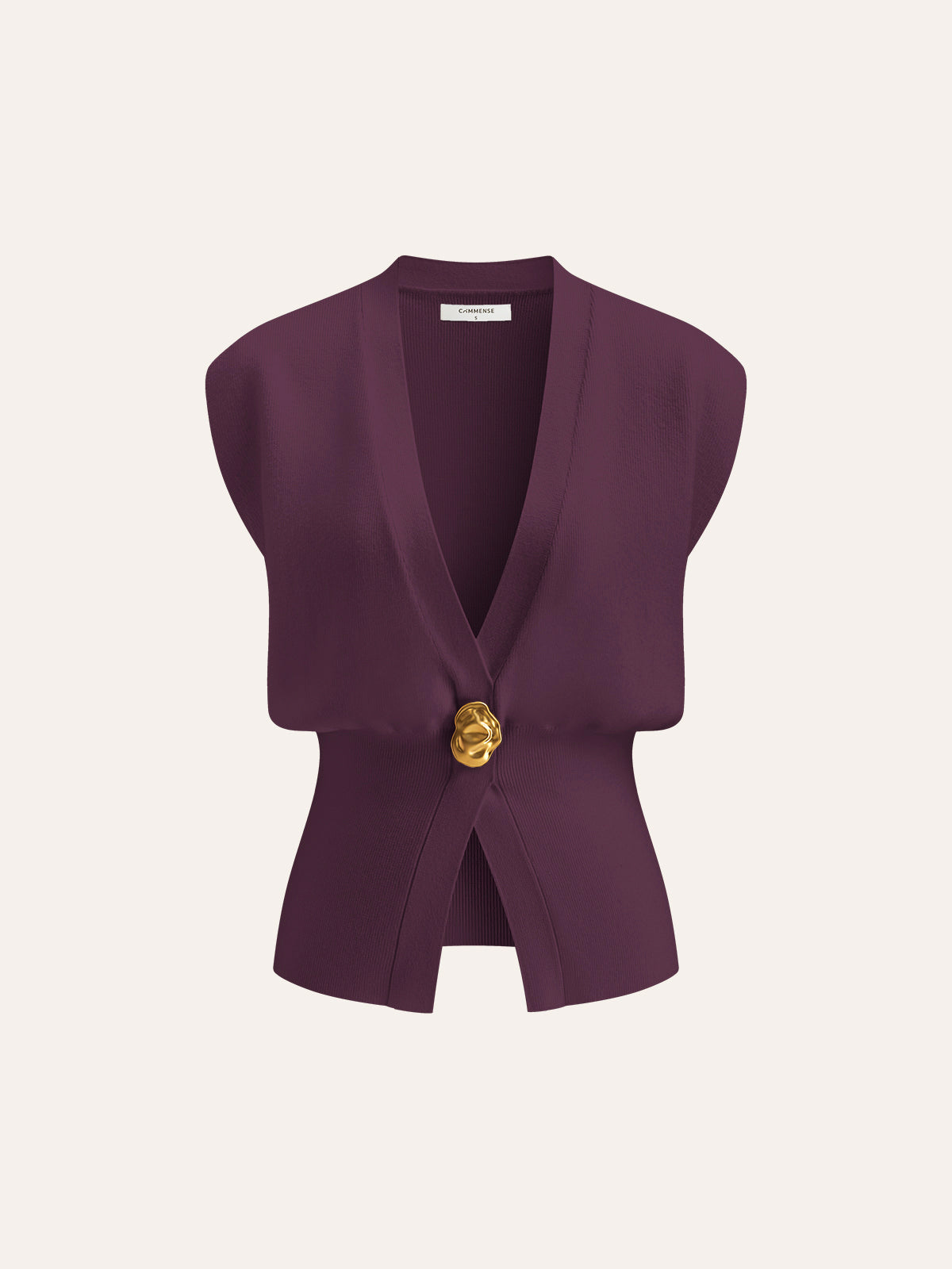 Annalena – V-udskæring Knapdetalje Strikvest