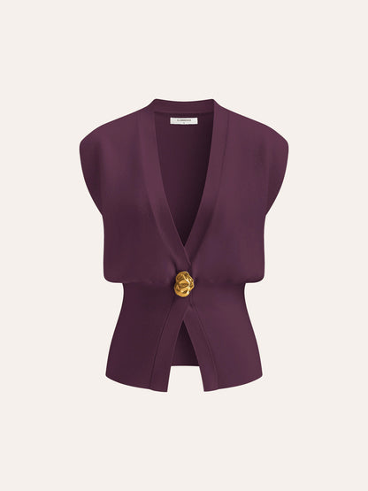 Annalena – V-udskæring Knapdetalje Strikvest