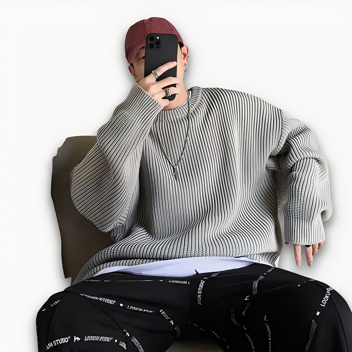 Abdias - Striktrøje oversize til mænd