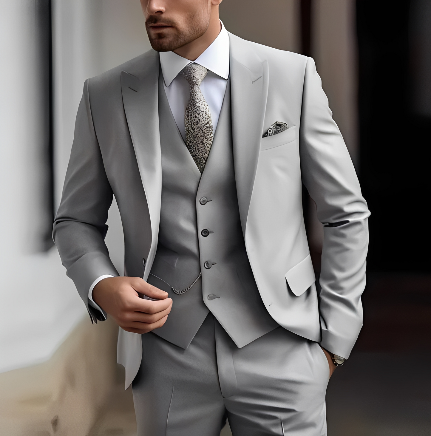 Abenner - Formelt tre-delt slim fit sæt til mænd