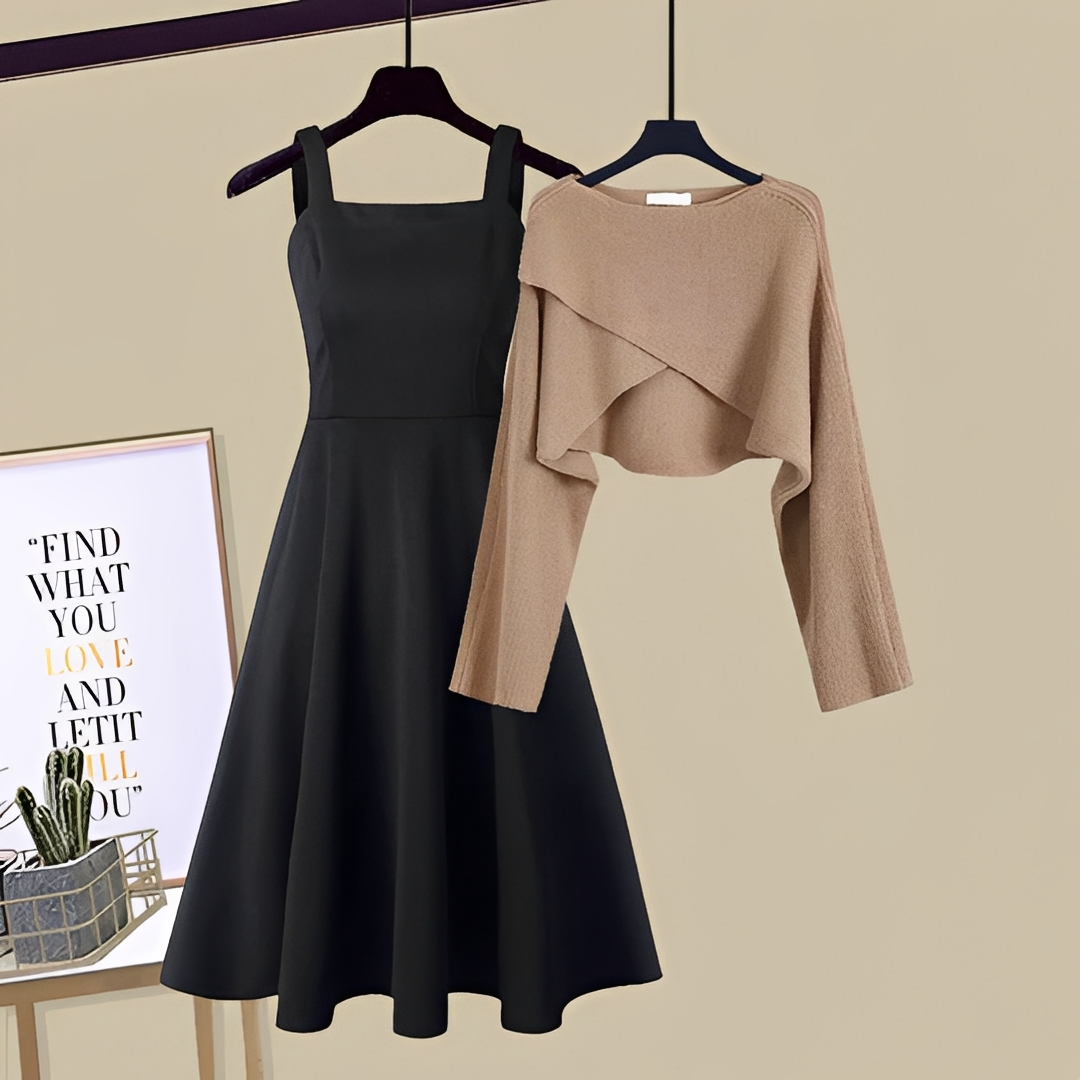 Violaine - Elegant sæt af strikket kjole til kvinder