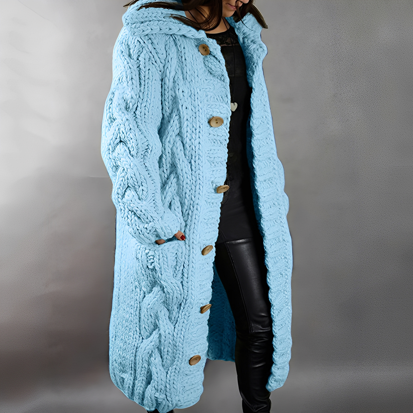 Arielle - Stilfuld, løst siddende lang uldcardigan til damer