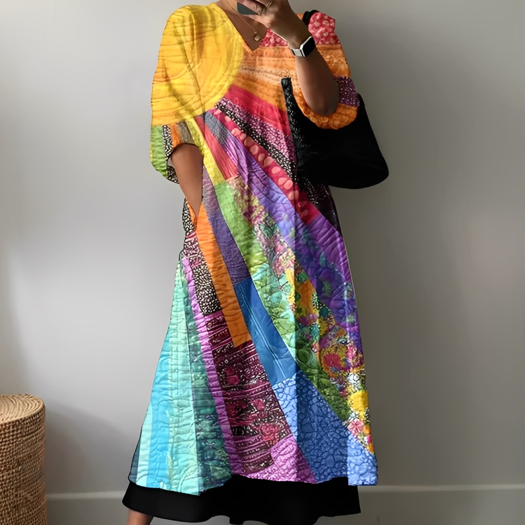 Angeleka - Behagelig og farverig kjole til kvinder