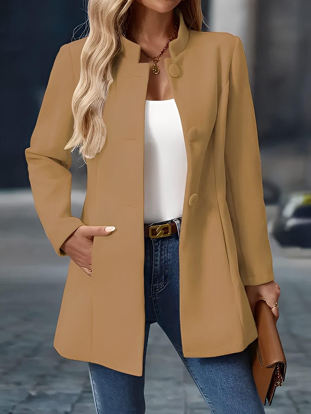 Cornélie - Varm vinterfrakke med knapper til kvinder