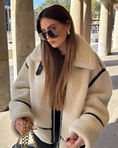 Irene - Varm, tyk plysjakke til damer