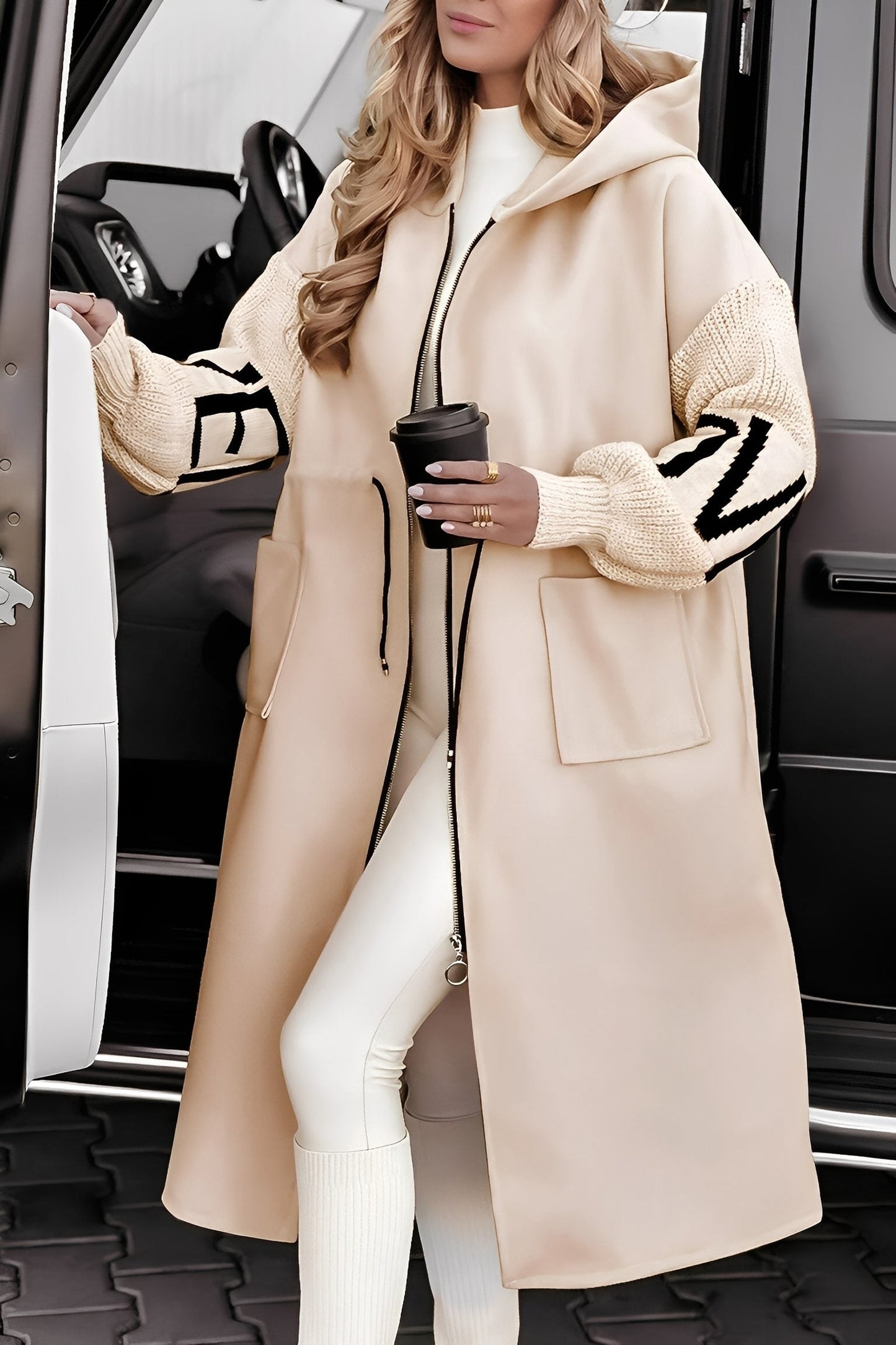 Eloise - Moderne lang jakke med hætte til damer