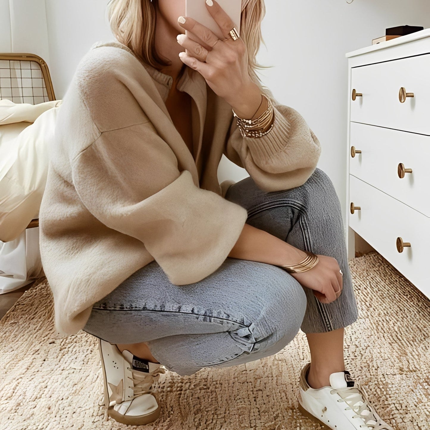 Mildred - Varm oversize-strikkardigan til damer