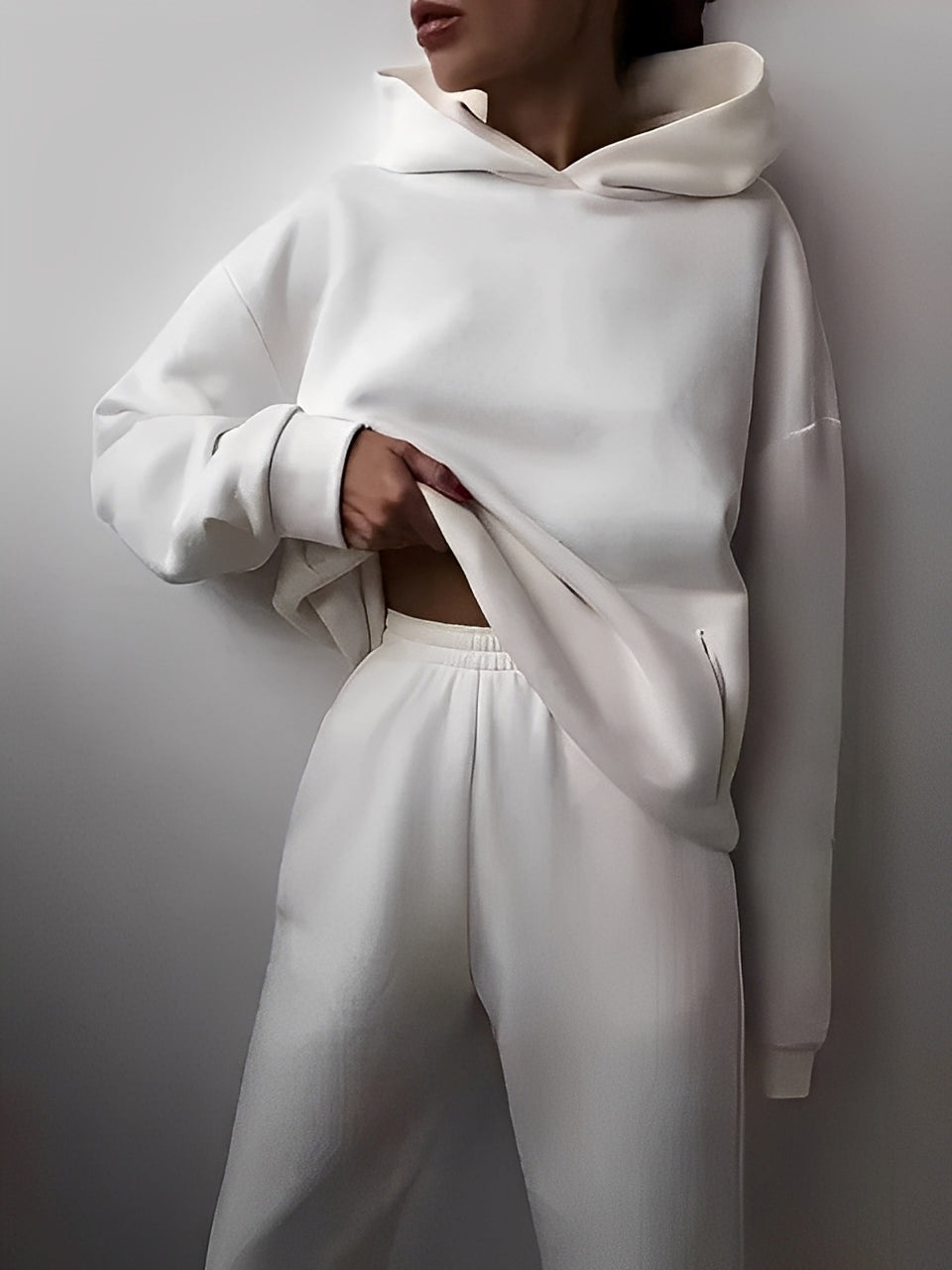 Adelia – Einfarvet Hoodie-Sæt
